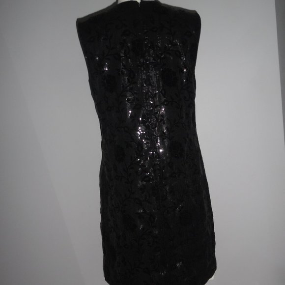 The‎ Kooples Sequin Sleeveless Cocktail Velvet Floral Black Shift Elegant Dress - Picture 4 of 13